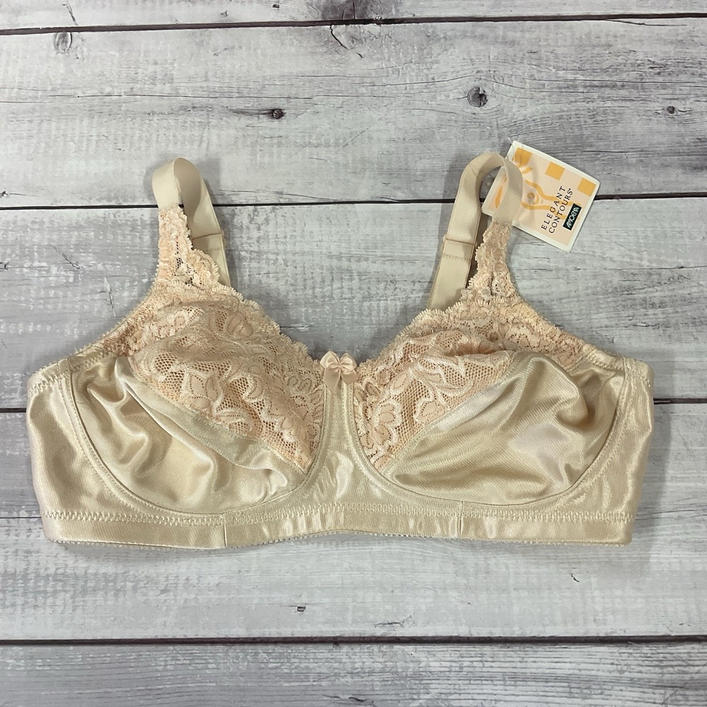 Amoena Mastectomy Bra Womens 36D Pearl Beige Nadia #2137 Wireless Soft Cup NEW